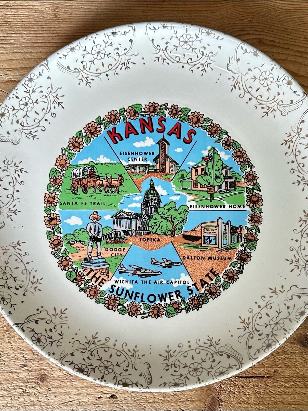 Vintage Kansas Sunflower State Decorative Collector Plate
